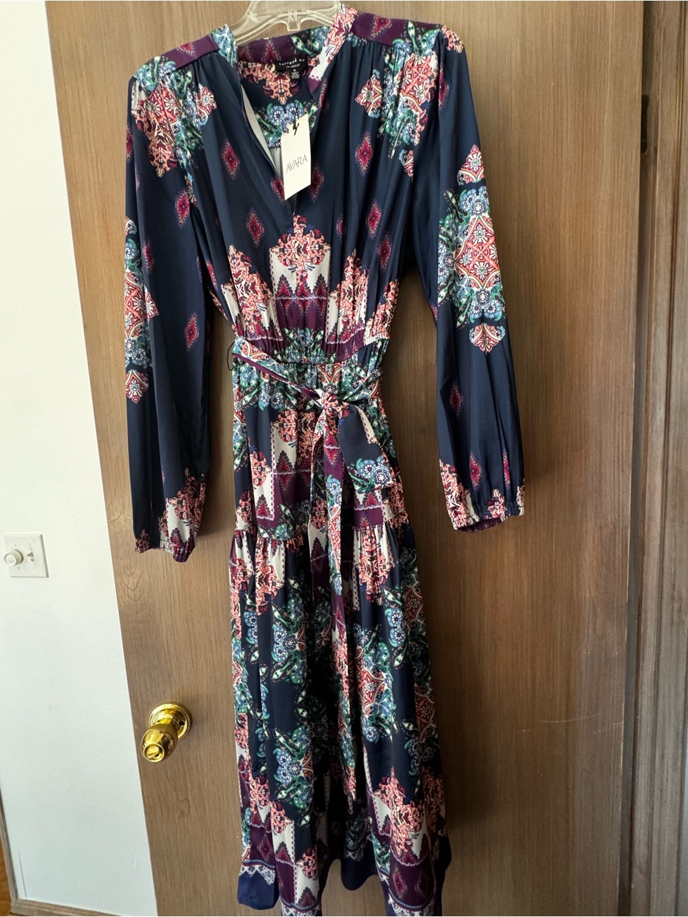Current Air Navy Maxi Dress with Multicolor Paisley Print